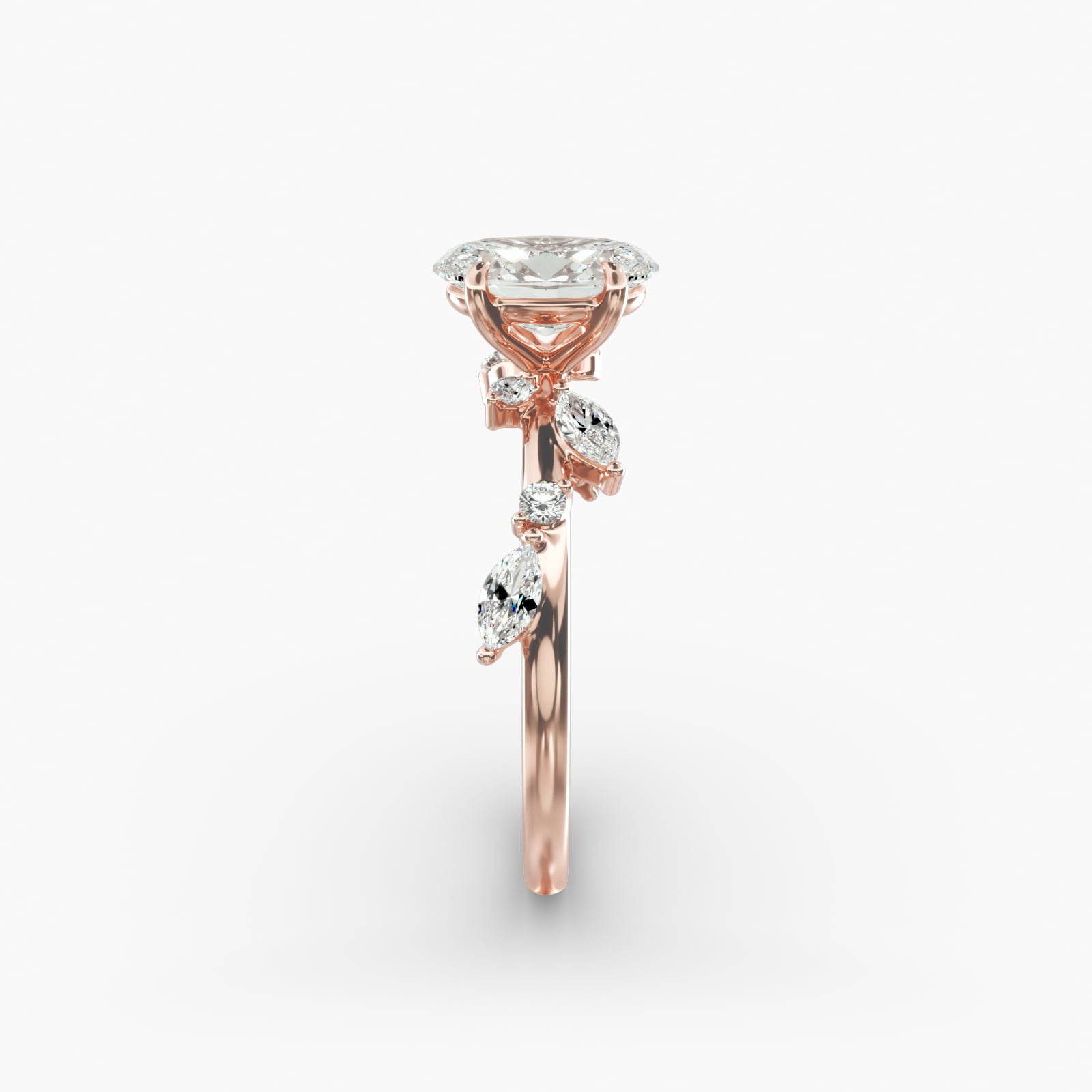 Symphony of Light Floral Oval Lab Grown Diamond Center Engagement Ring