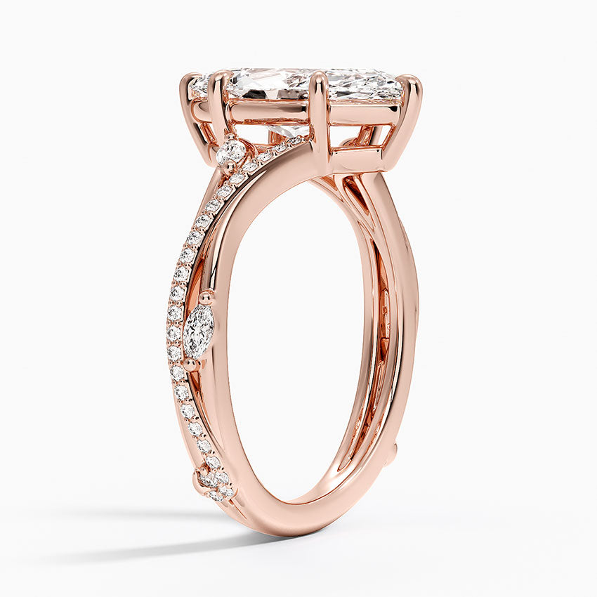Split Vine Marquise Cluster Marquise Lab Grown Diamond Center Engagement Ring