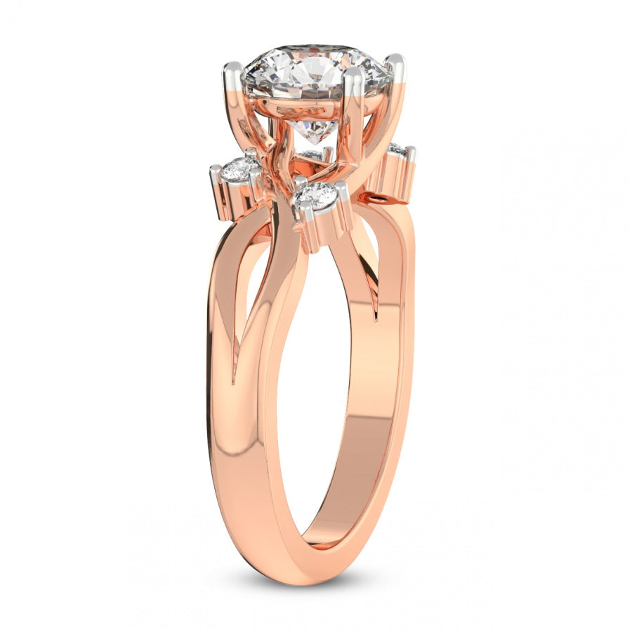 Twist Band Radiance princess Lab Grown Diamond Center Engagement Ring