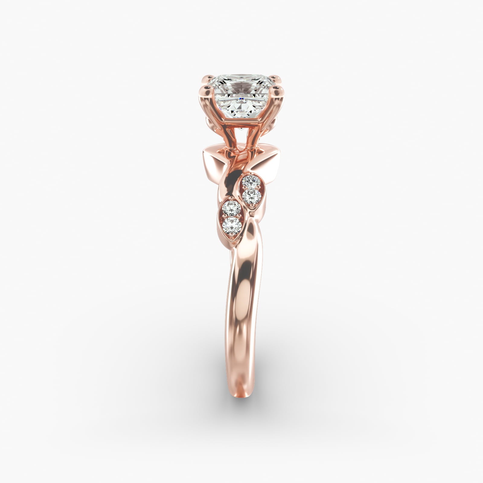 Floral Twist Cluster Princess Lab Grown Diamond Center Engagement Ring