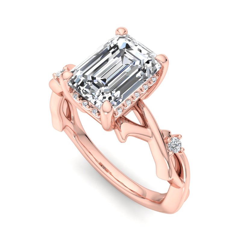Intertwined Grace Emerald Lab Grown Diamond Center Engagement Ring