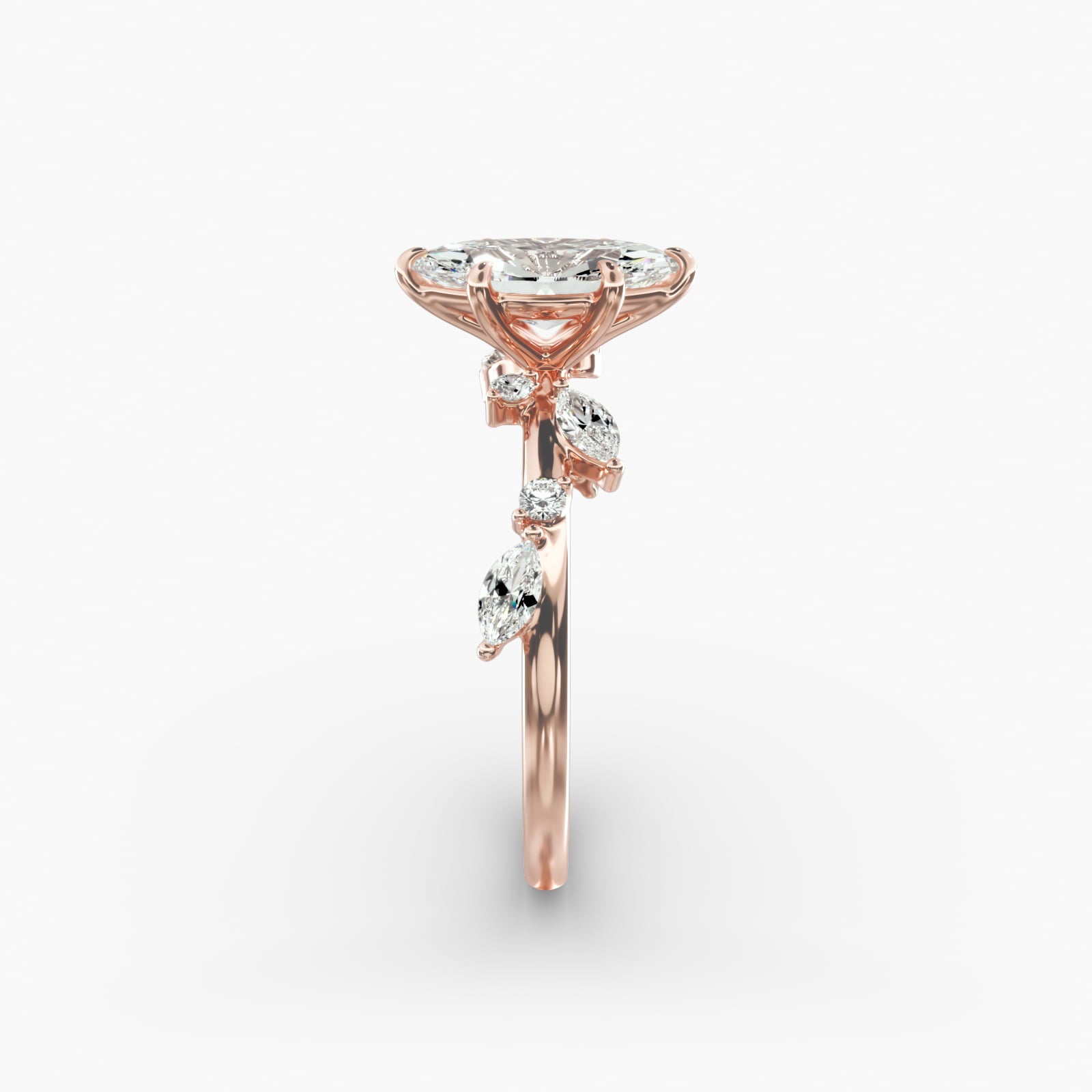 Symphony of Light Floral Marquise Lab Grown Diamond Center Engagement Ring