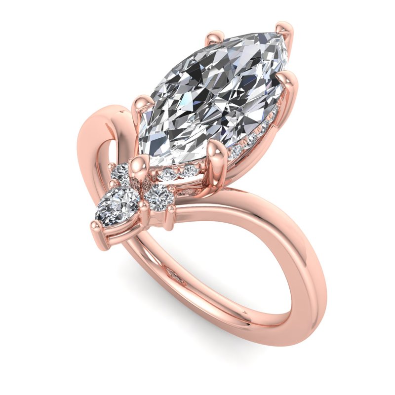 Radiant Tiered Sparkle Marquise Lab Grown Diamond Center Engagement Ring