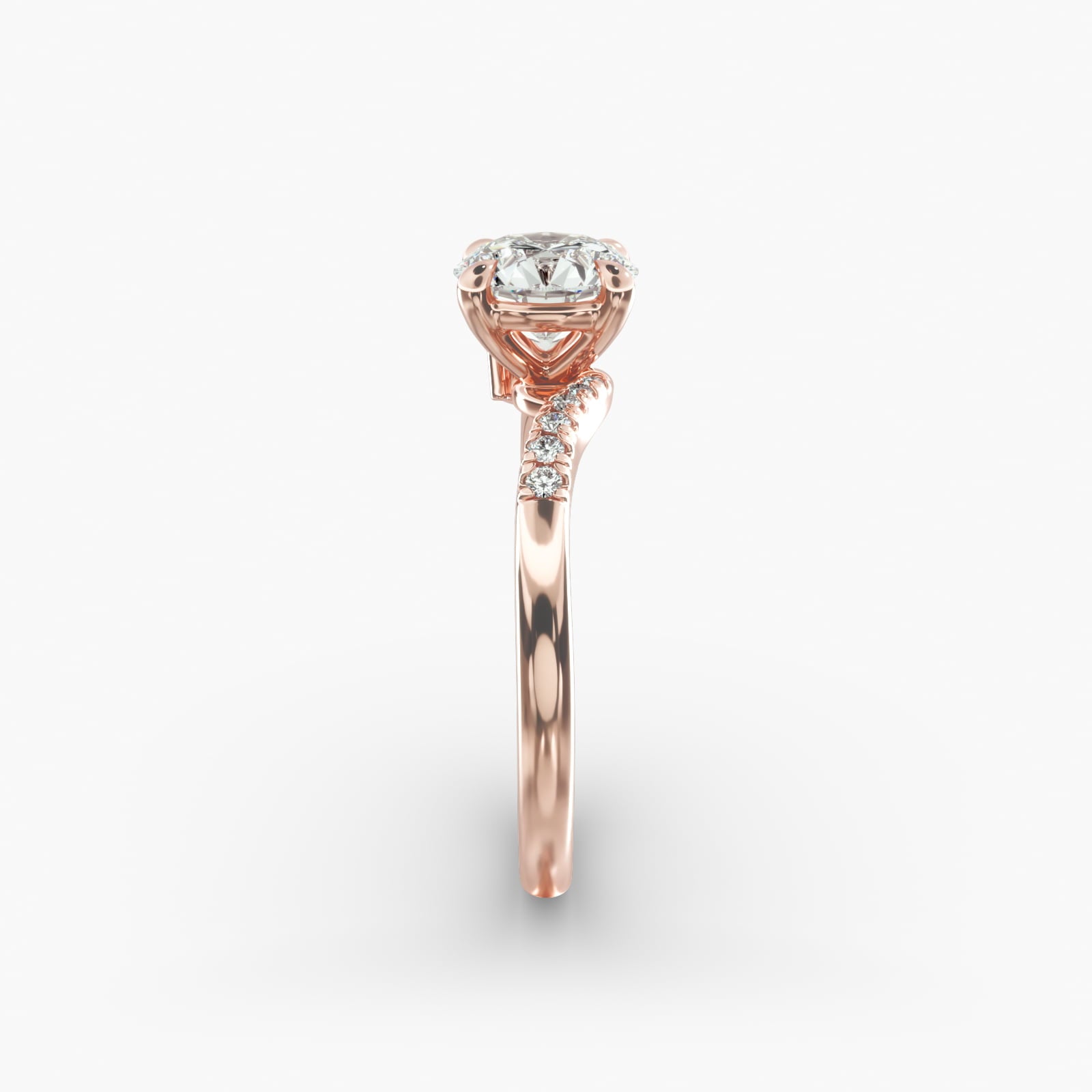 Asymmetric Elegance Round Lab Grown Diamond Center Engagement Ring