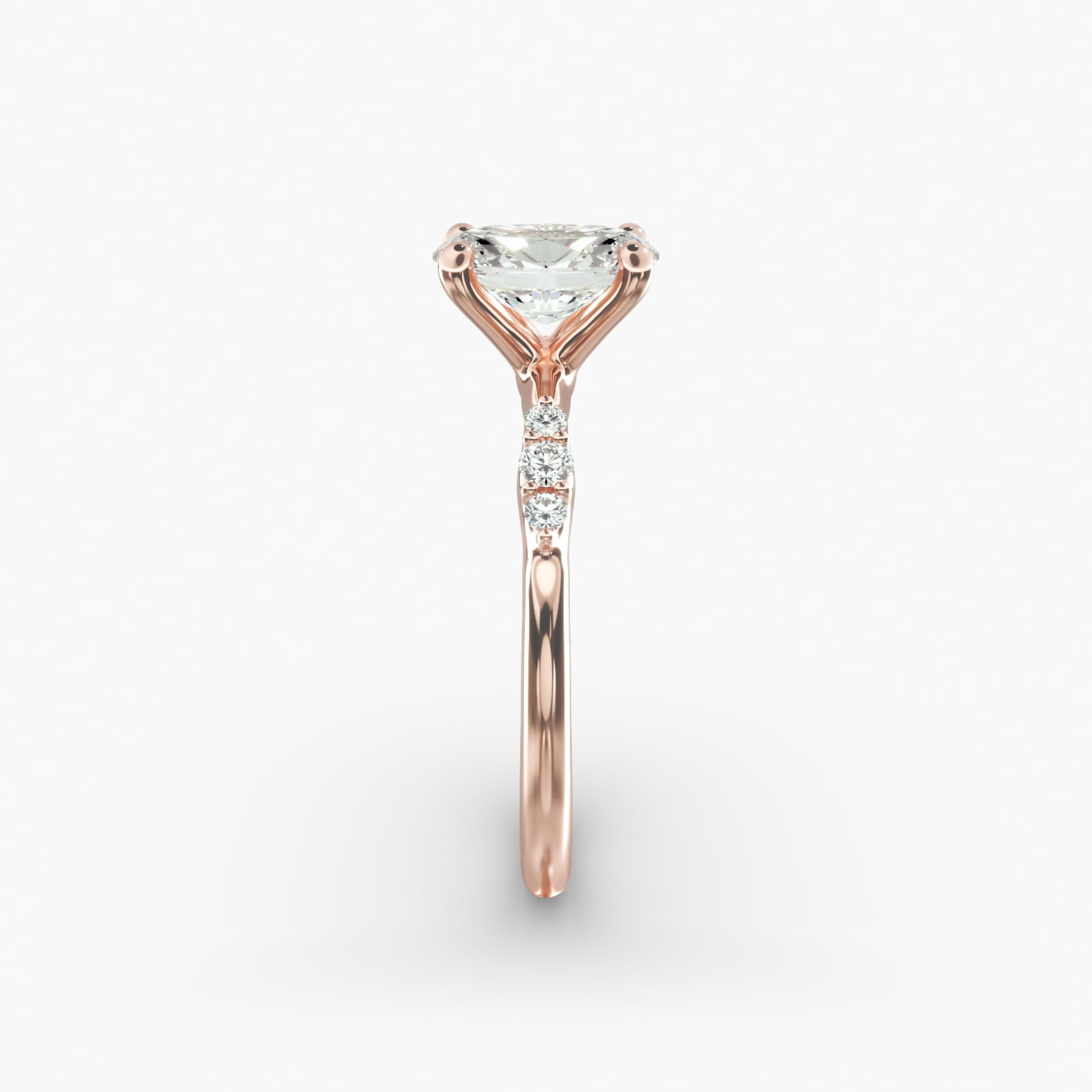 Graduated Sparkle Oval Lab Grown Diamond Center Engagement Ring