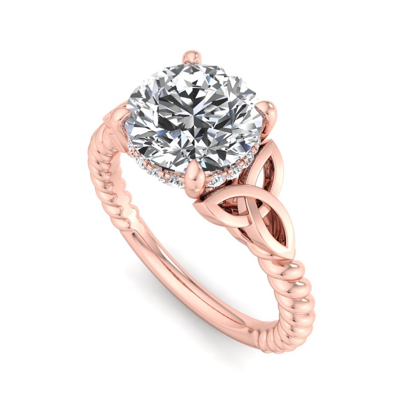 Twisted Vine Artisan Round Lab Grown Diamond Center Engagement Ring