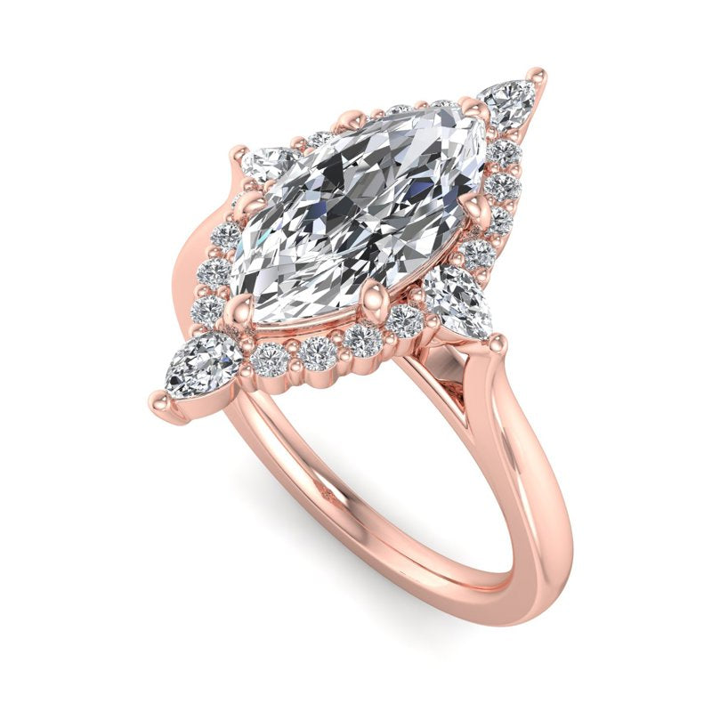 Halo-style with Pear Accents and Marquise Lab Grown Diamond Center Engagement Ring