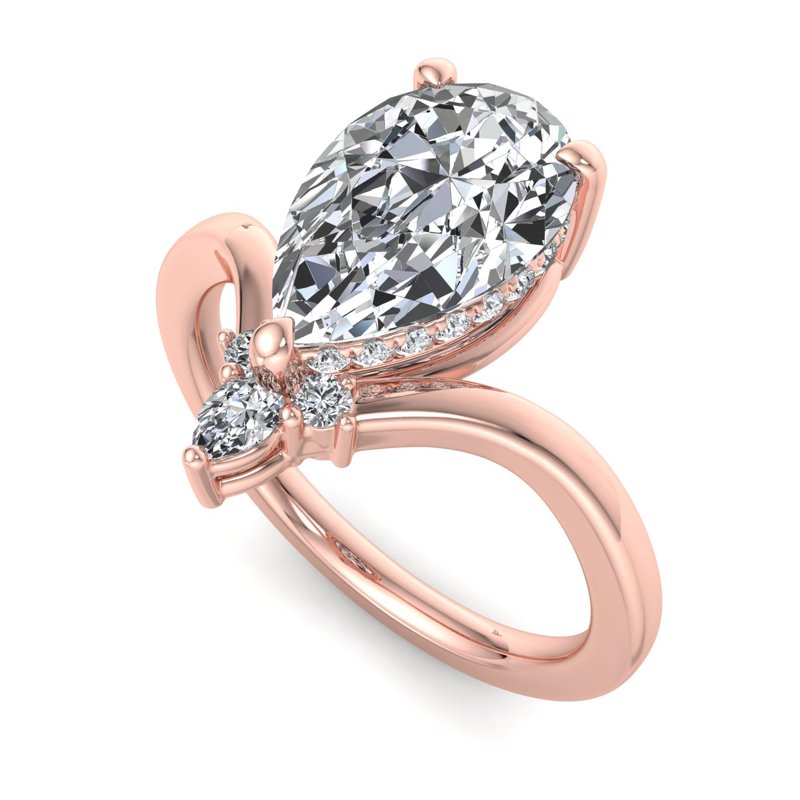 Radiant Tiered Sparkle Pear Lab Grown Diamond Center Engagement Ring