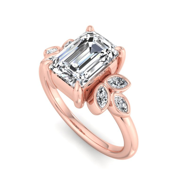 Floral Radiance Emerald Lab Grown Diamond Center Engagement Ring