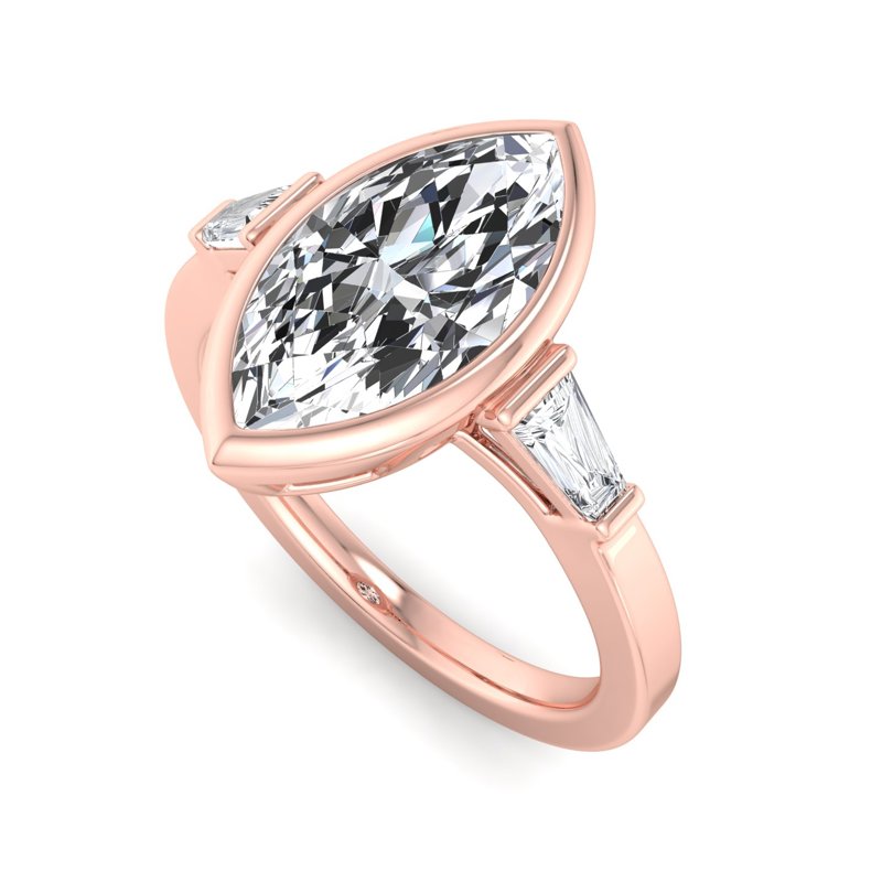 Timeless Bezel-Set Marquise Lab Grown Diamond Center Engagement Ring