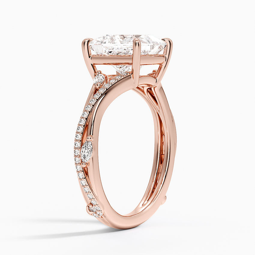 Split Vine Marquise Cluster Princess Lab Grown Diamond Center Engagement Ring
