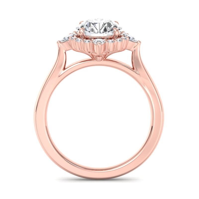 Halo-style with Pear Accents and Round Lab Grown Diamond Center Engagement Ring