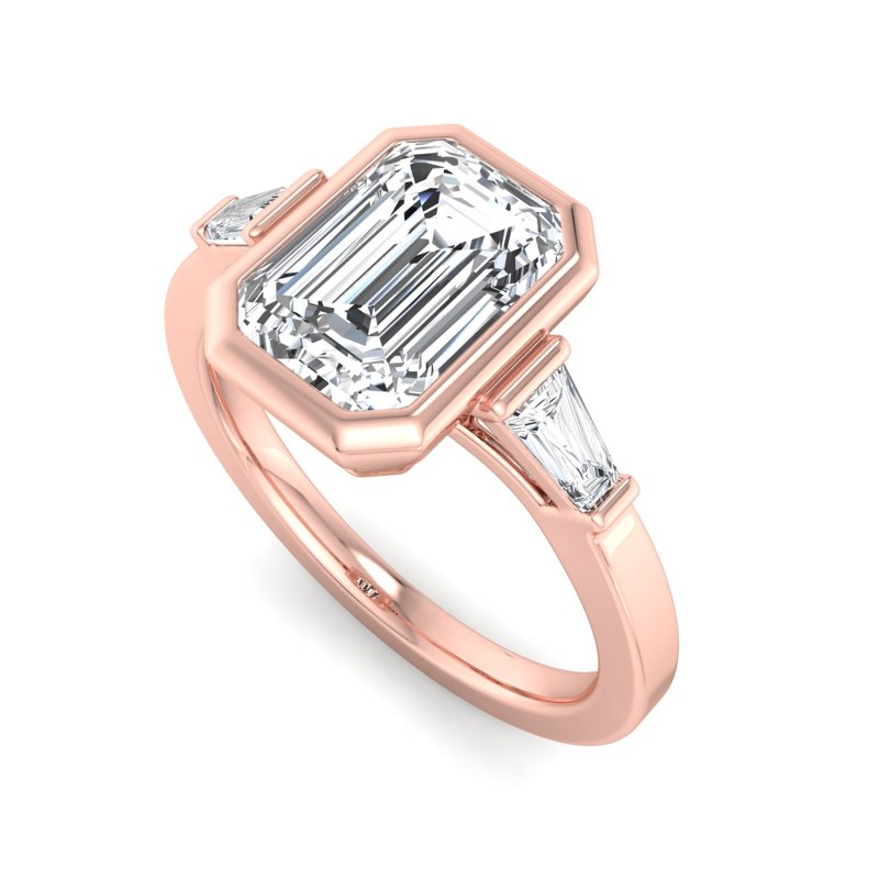 Timeless Bezel-Set Emerald Lab Grown Diamond Center Engagement Ring