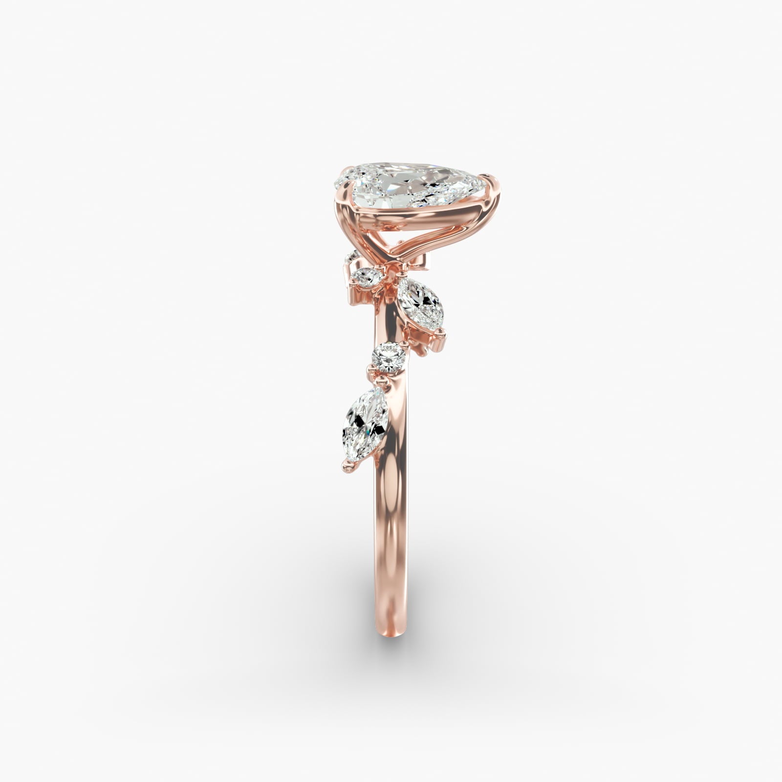 Symphony of Light Floral Pear Lab Grown Diamond Center Engagement Ring
