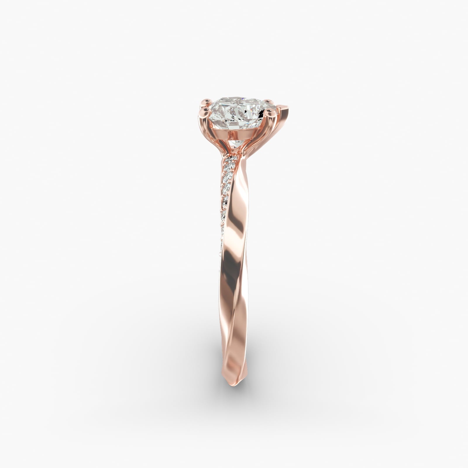 Twisted Sparkle Heart Lab Grown Diamond Center Engagement Ring