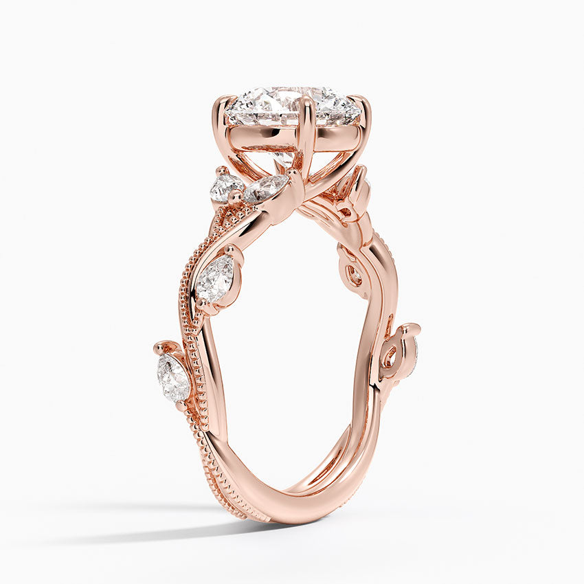 Vine Twist Milgrain Round Lab Grown Diamond Center Engagement Ring