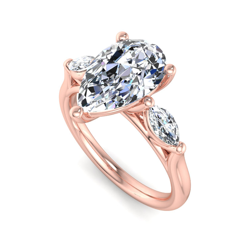 Classic Pear-Cut Center with Side Accents Lab Grown Diamond Center Engagement Ring