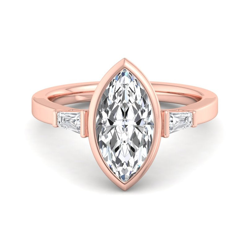 Timeless Bezel-Set Marquise Lab Grown Diamond Center Engagement Ring
