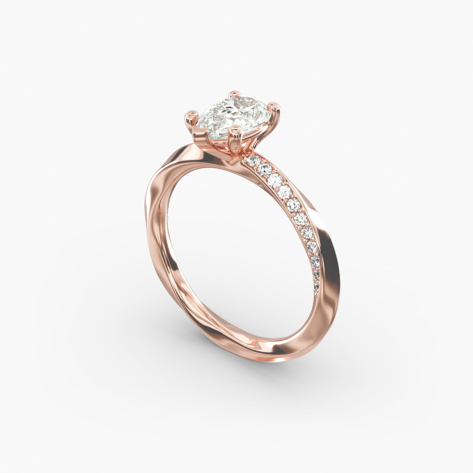Twisted Sparkle Pear Lab Grown Diamond Center Engagement Ring
