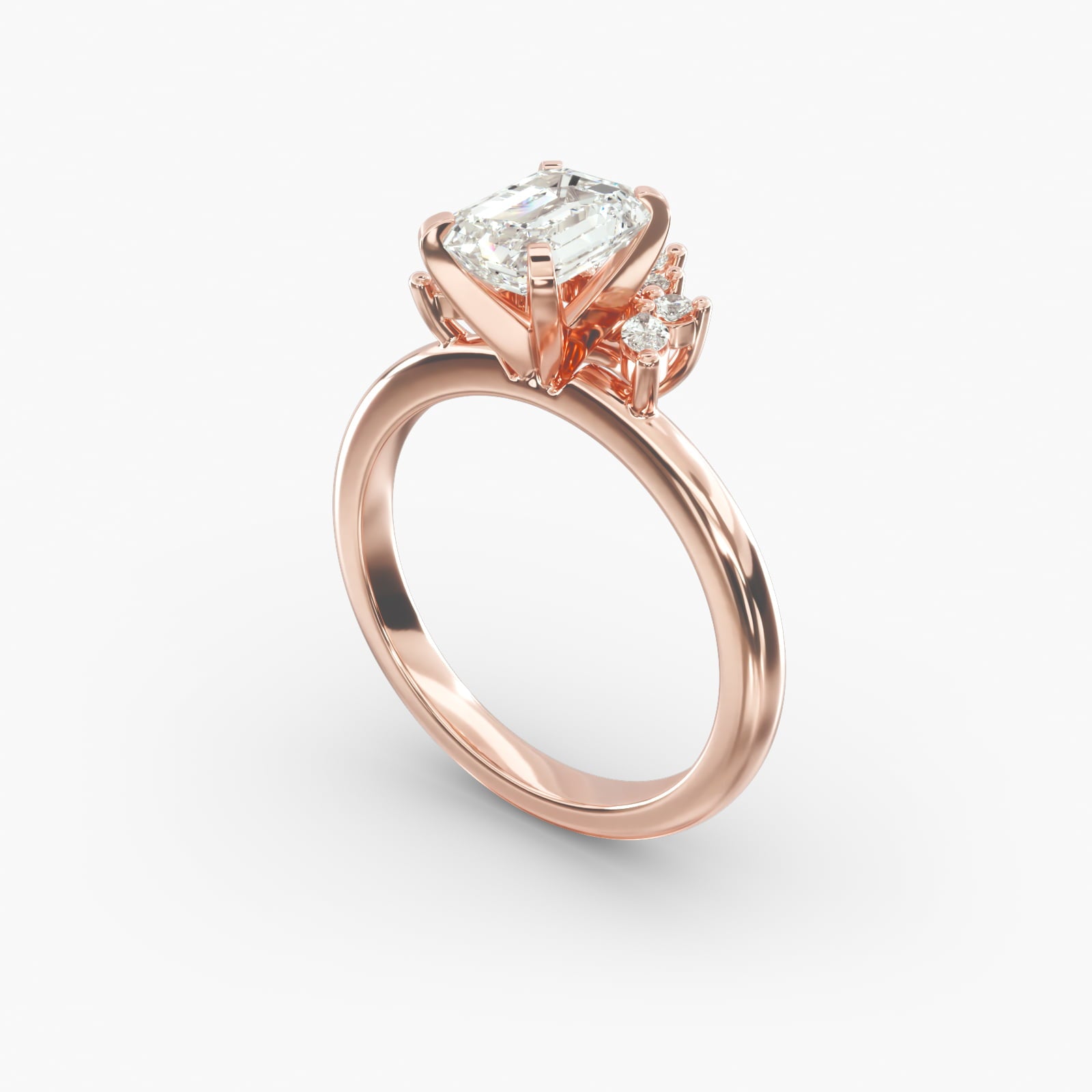 Crown Bloom Halo Emerald Lab Grown Diamond Center Engagement Ring