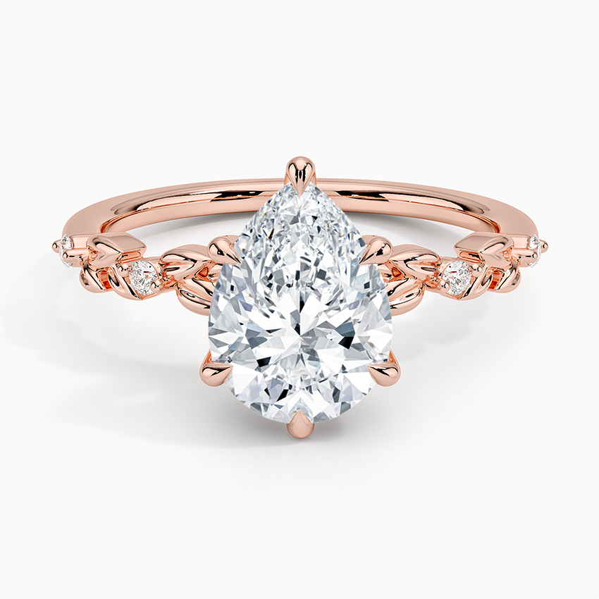 Vine Bloom Milgrain Pear Lab Grown Diamond Center Engagement Ring