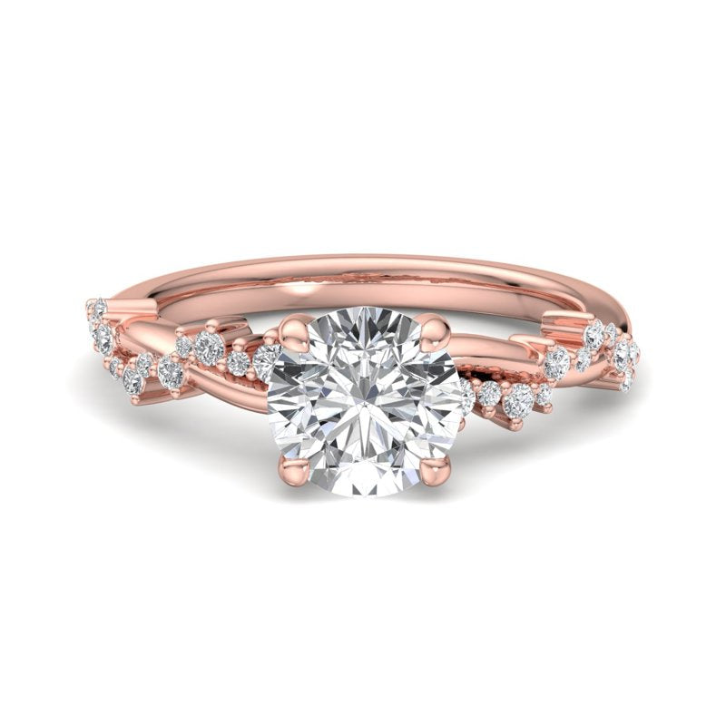 Classic Sparkle Pavé Round Lab Grown Diamond Center Engagement Ring
