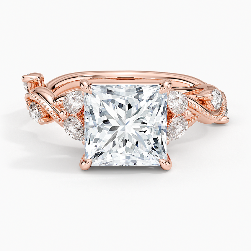 Vine Twist Milgrain Princess Lab Grown Diamond Center Engagement Ring