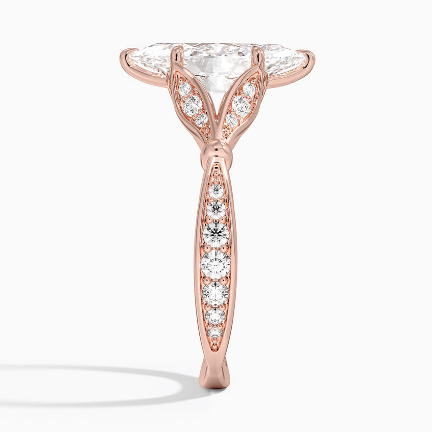 Leaf Embrace Split-Shank Marquise Lab Grown Diamond Center Engagement Ring