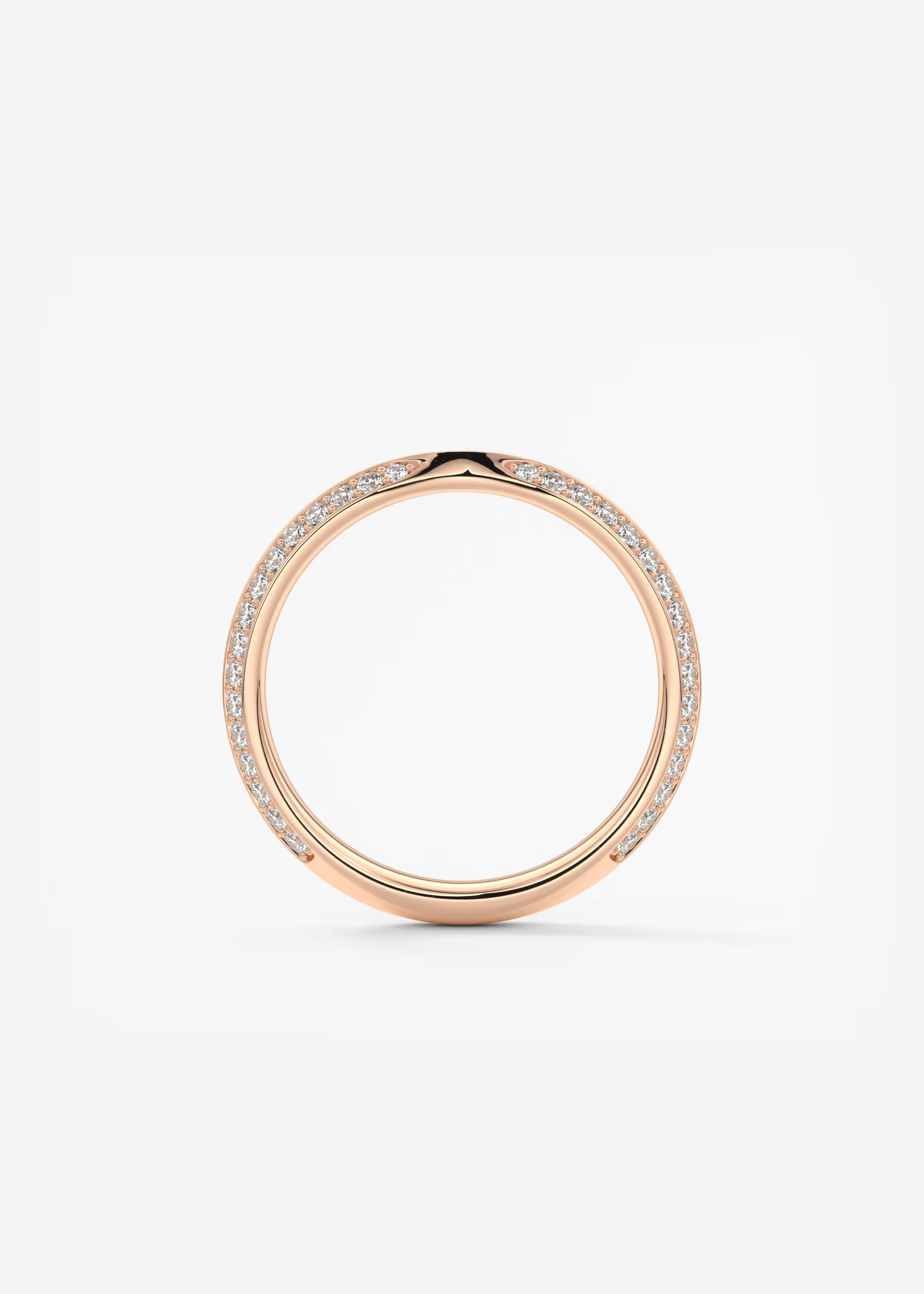 Gold Wave Diamond Band with Lab‑Grown Round Accents