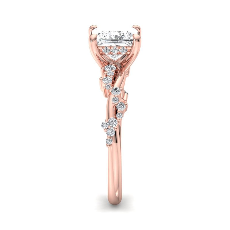 Classic Sparkle Pavé Princess Lab Grown Diamond Center Engagement Ring
