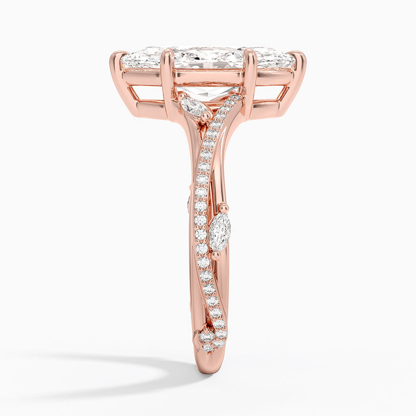 Split Vine Marquise Cluster Marquise Lab Grown Diamond Center Engagement Ring