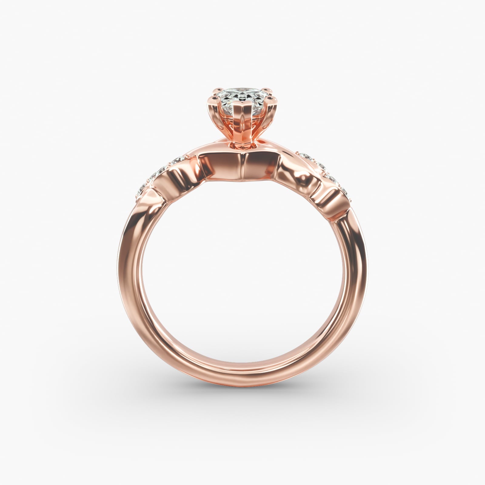 Floral Twist Cluster Pear Lab Grown Diamond Center Engagement Ring