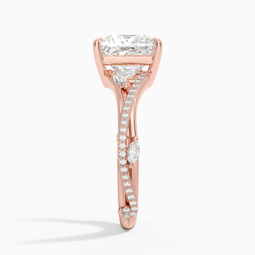Split Vine Marquise Cluster Princess Lab Grown Diamond Center Engagement Ring