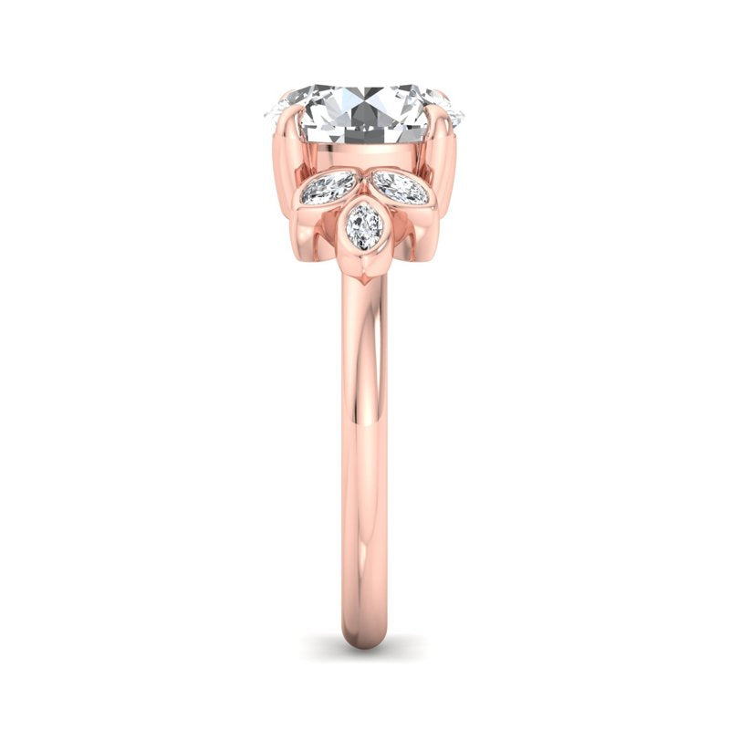 Floral Radiance Round Lab Grown Diamond Center Engagement Ring