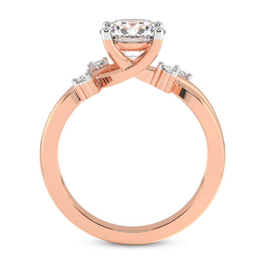Twist Band Radiance emerald Lab Grown Diamond Center Engagement Ring