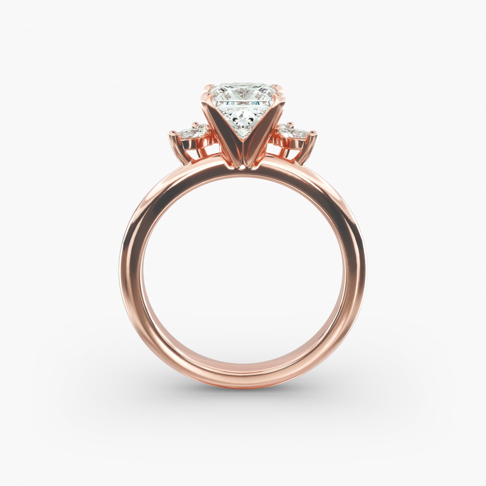 Crown Bloom Halo Princess Lab Grown Diamond Center Engagement Ring