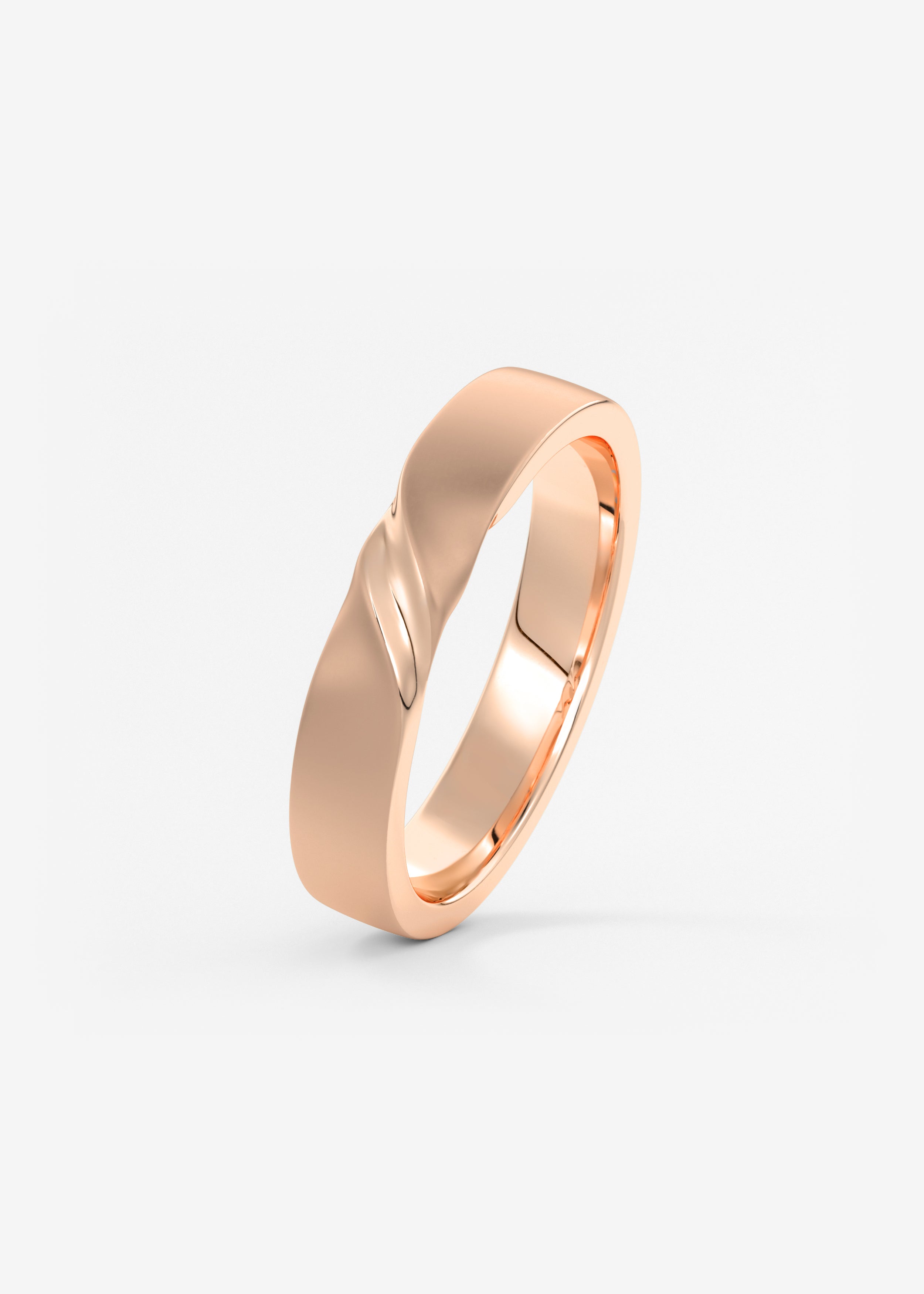Polished Gold Band with Sculpted Wave‑Form Groove