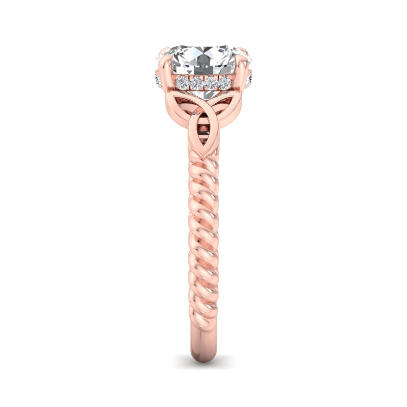 Twisted Vine Artisan Round Lab Grown Diamond Center Engagement Ring