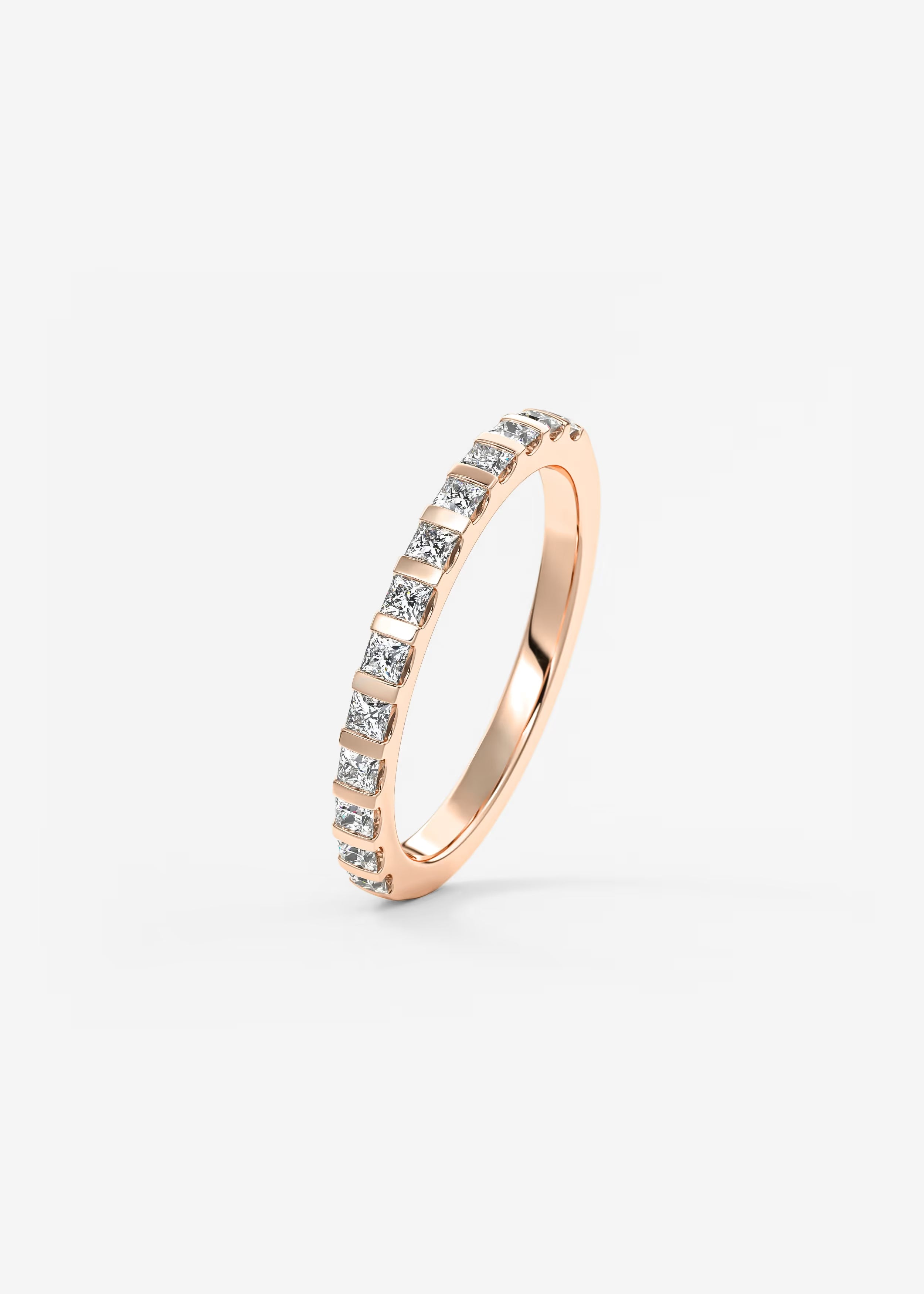 Gold Channel‑Set Band with Square Lab‑Grown Diamonds in Full Eternity Design