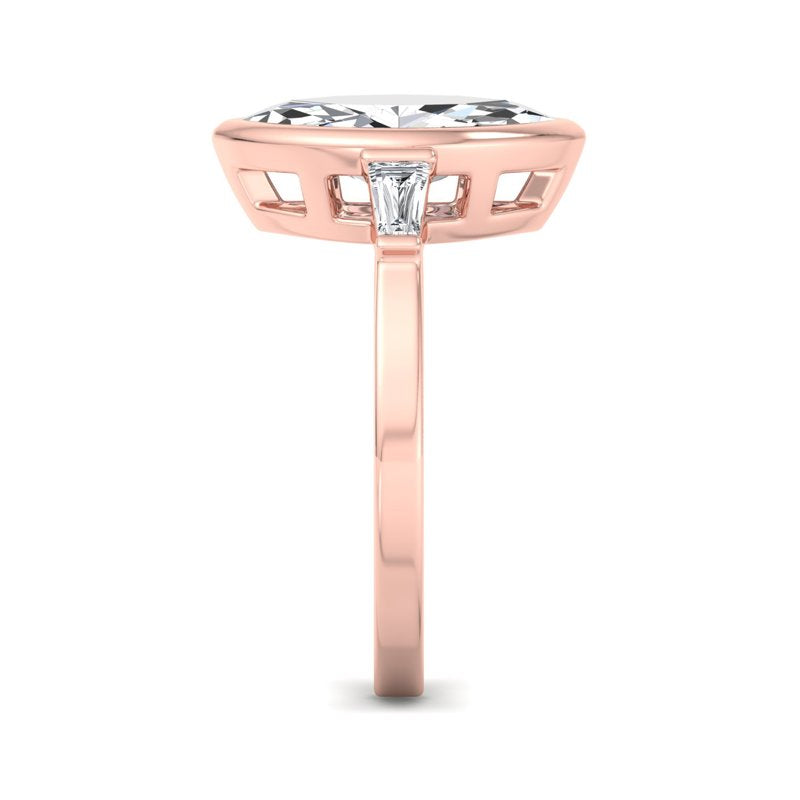 Timeless Bezel-Set Marquise Lab Grown Diamond Center Engagement Ring