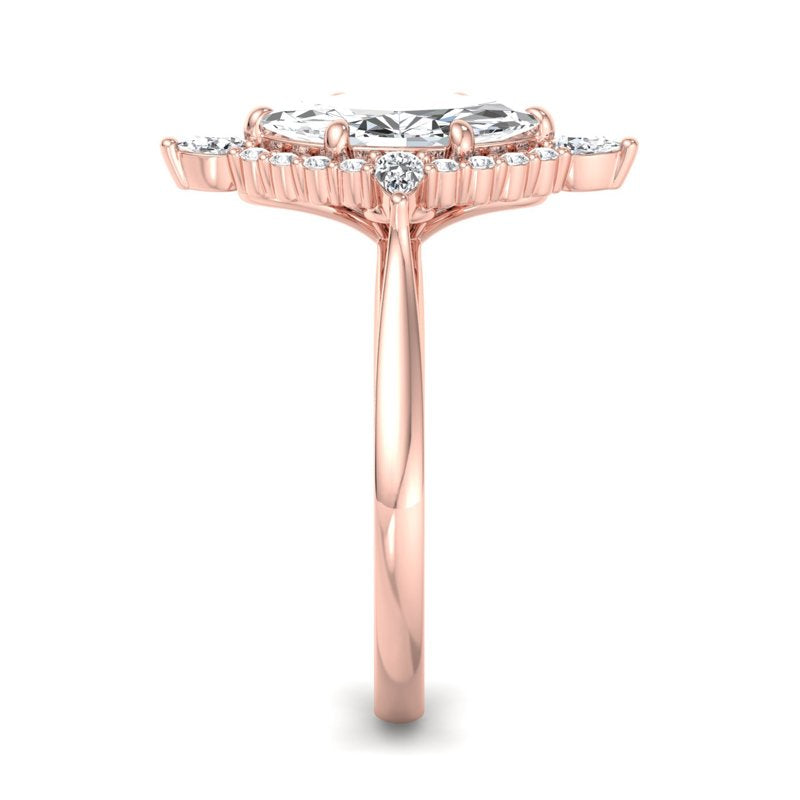 Halo-style with Pear Accents and Marquise Lab Grown Diamond Center Engagement Ring