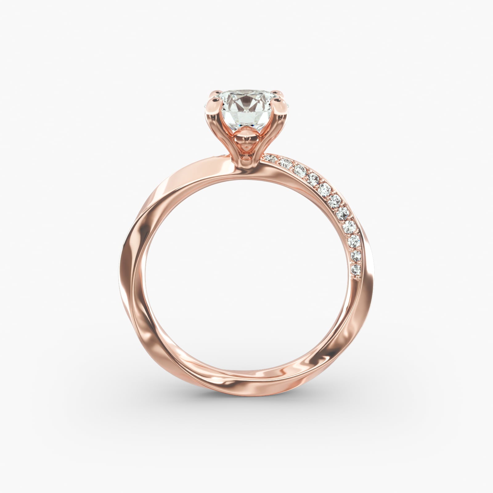 Twisted Sparkle Round Lab Grown Diamond Center Engagement Ring