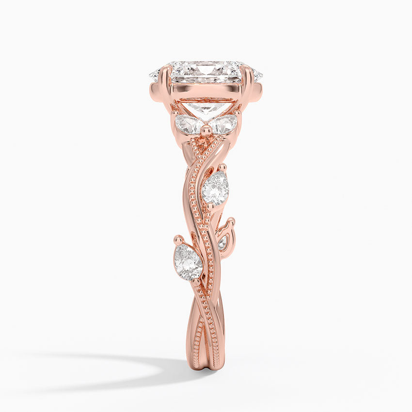 Vine Twist Milgrain Oval Lab Grown Diamond Center Engagement Ring