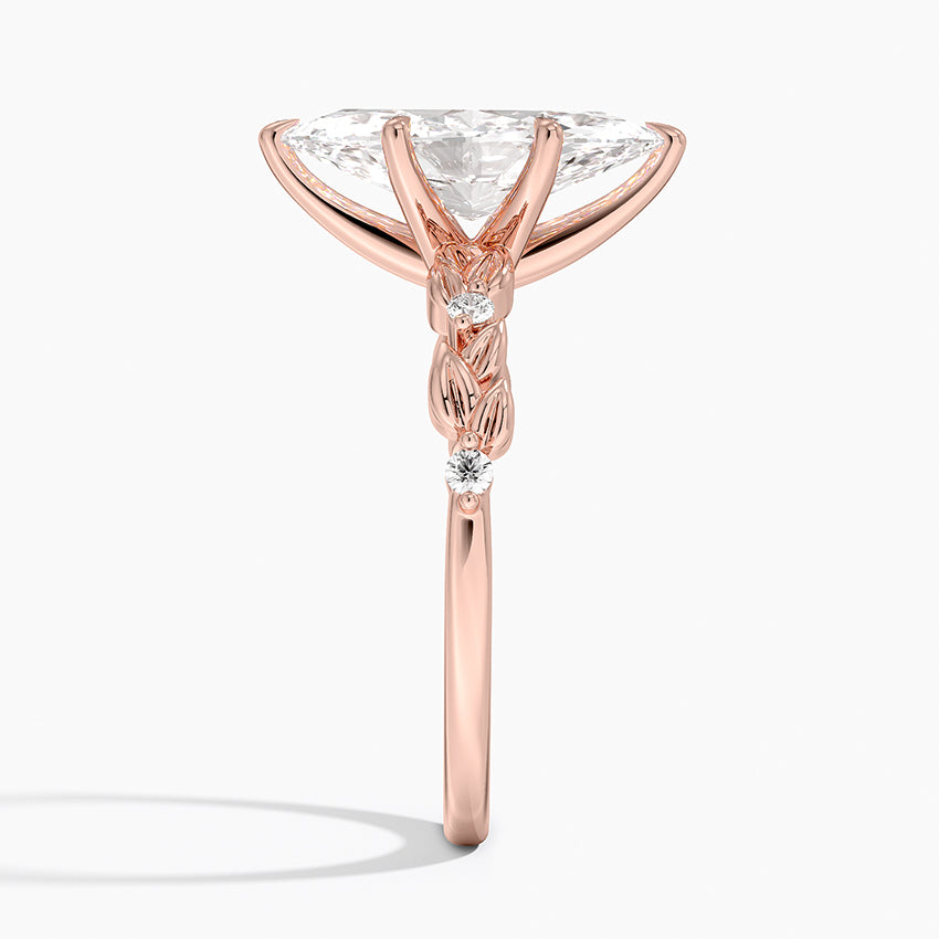 Vine Bloom Milgrain Marquise Lab Grown Diamond Center Engagement Ring