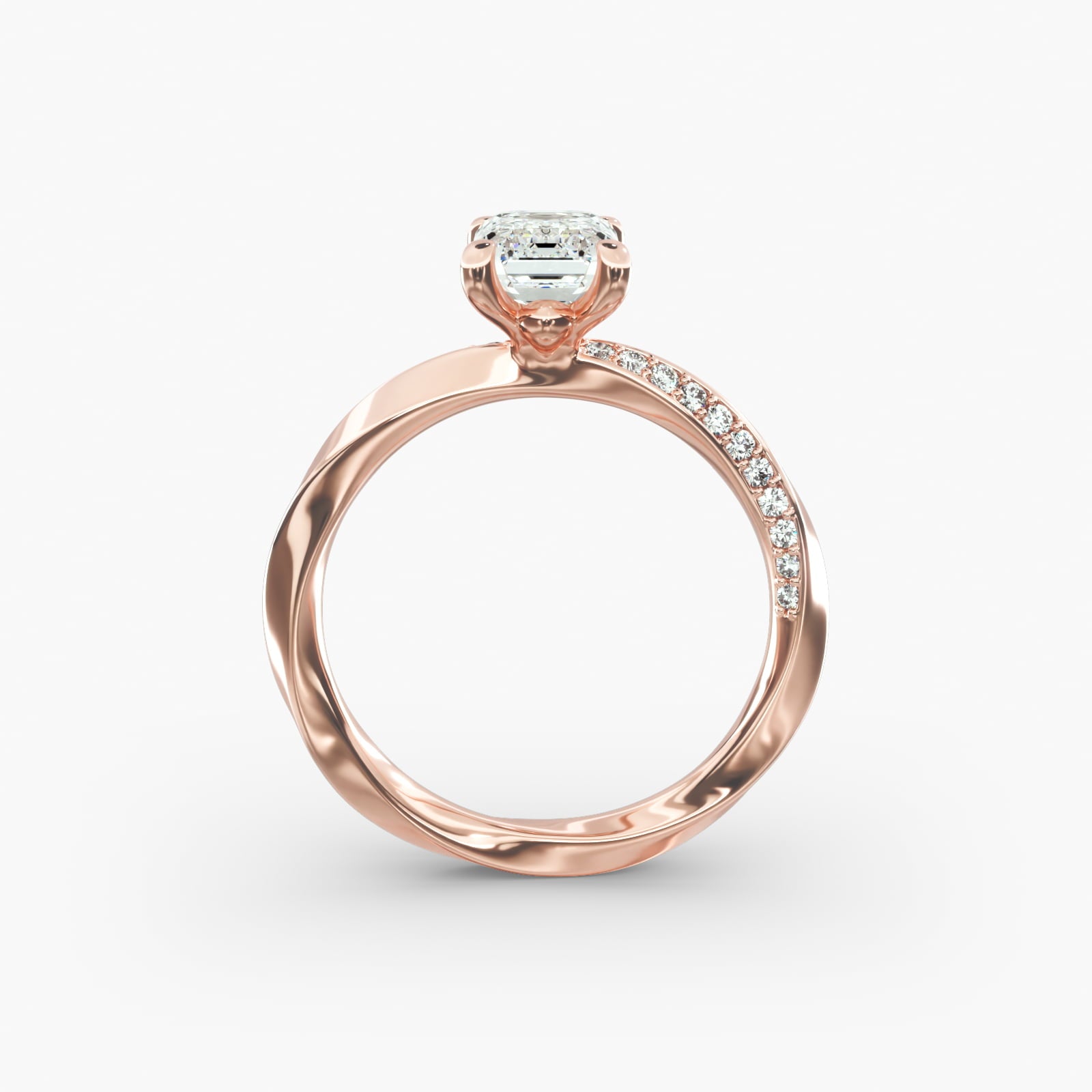 Twisted Sparkle Emerald Lab Grown Diamond Center Engagement Ring