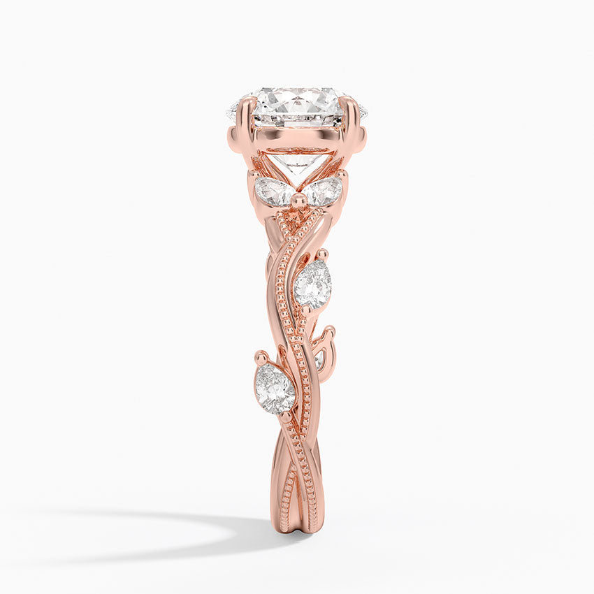Vine Twist Milgrain Round Lab Grown Diamond Center Engagement Ring