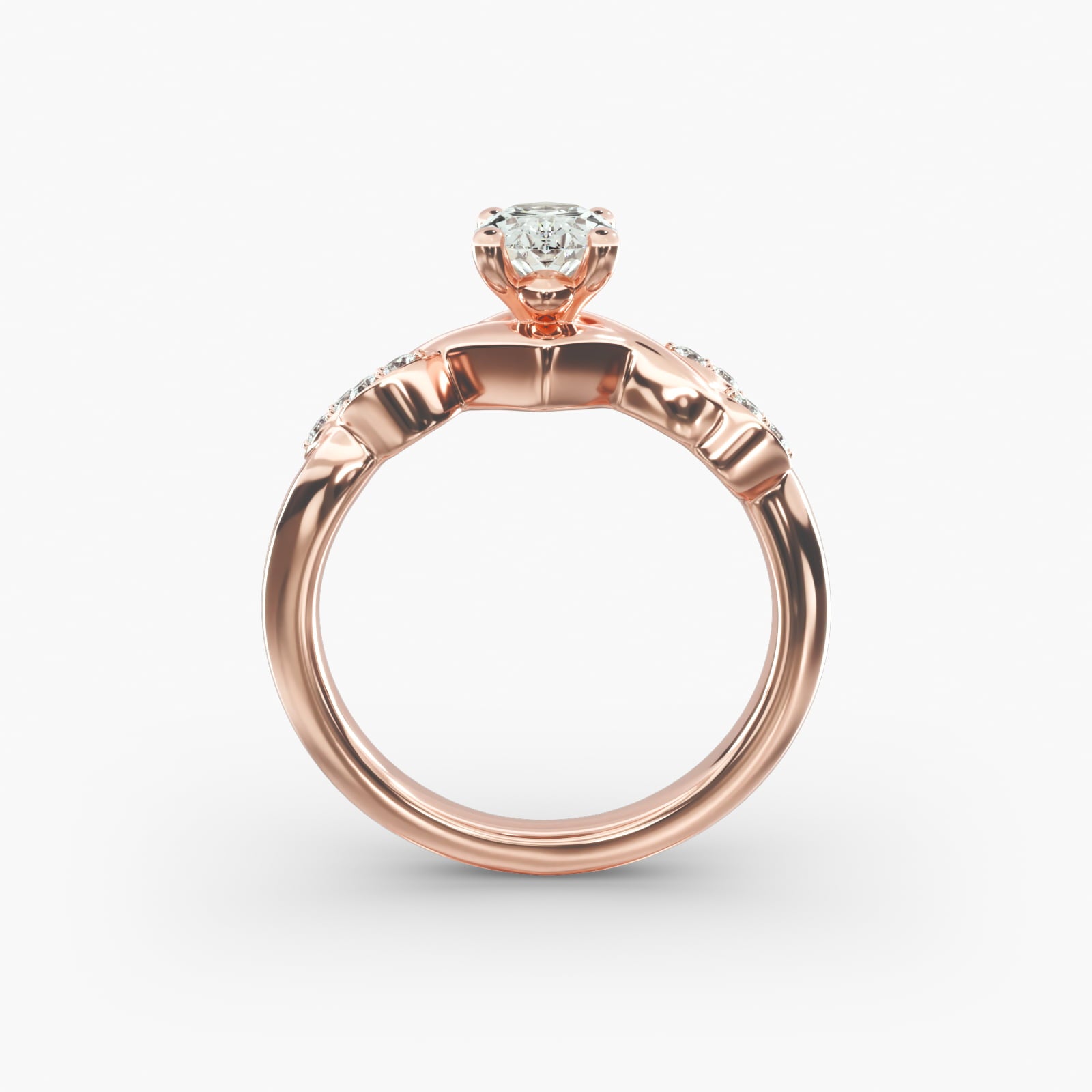 Floral Twist Cluster Oval Lab Grown Diamond Center Engagement Ring