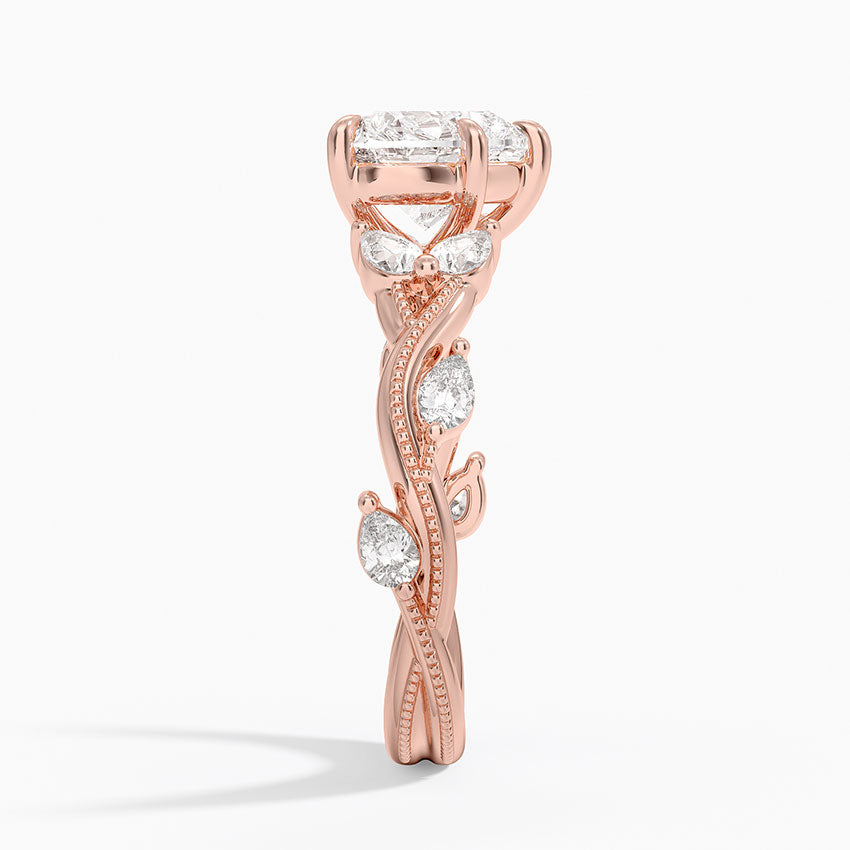 Vine Twist Milgrain Heart Lab Grown Diamond Center Engagement Ring