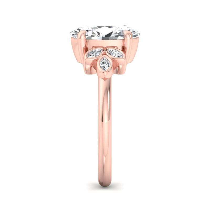 Floral Radiance Oval Lab Grown Diamond Center Engagement Ring