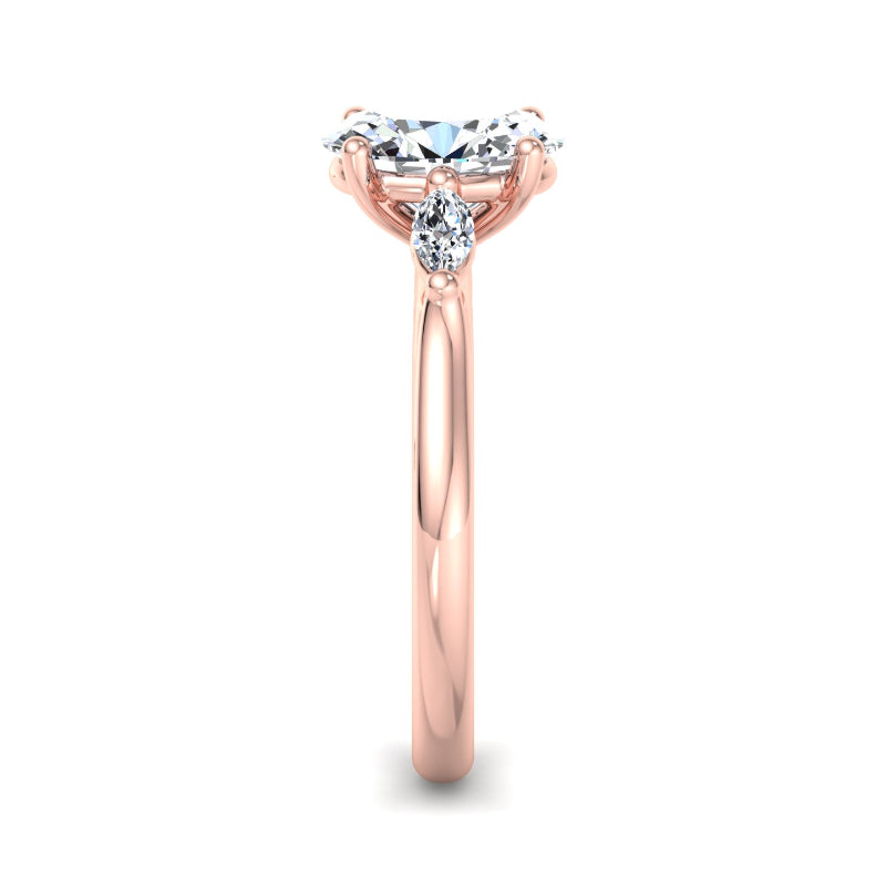 Classic Oval-Cut Center with Side Accents Lab Grown Diamond Center Engagement Ring